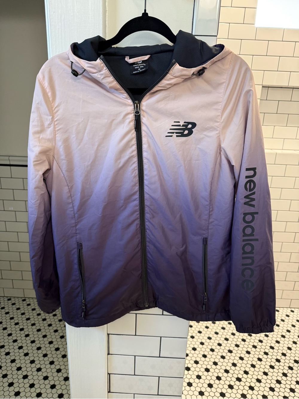 New Balance Ombre Hooded Windbreaker in Light Purple to Dark Purple